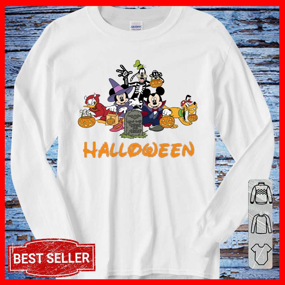 Disney Halloween Mickey Mouse Donal Duck and Goofy Trick or Treat Long sleeve shirt