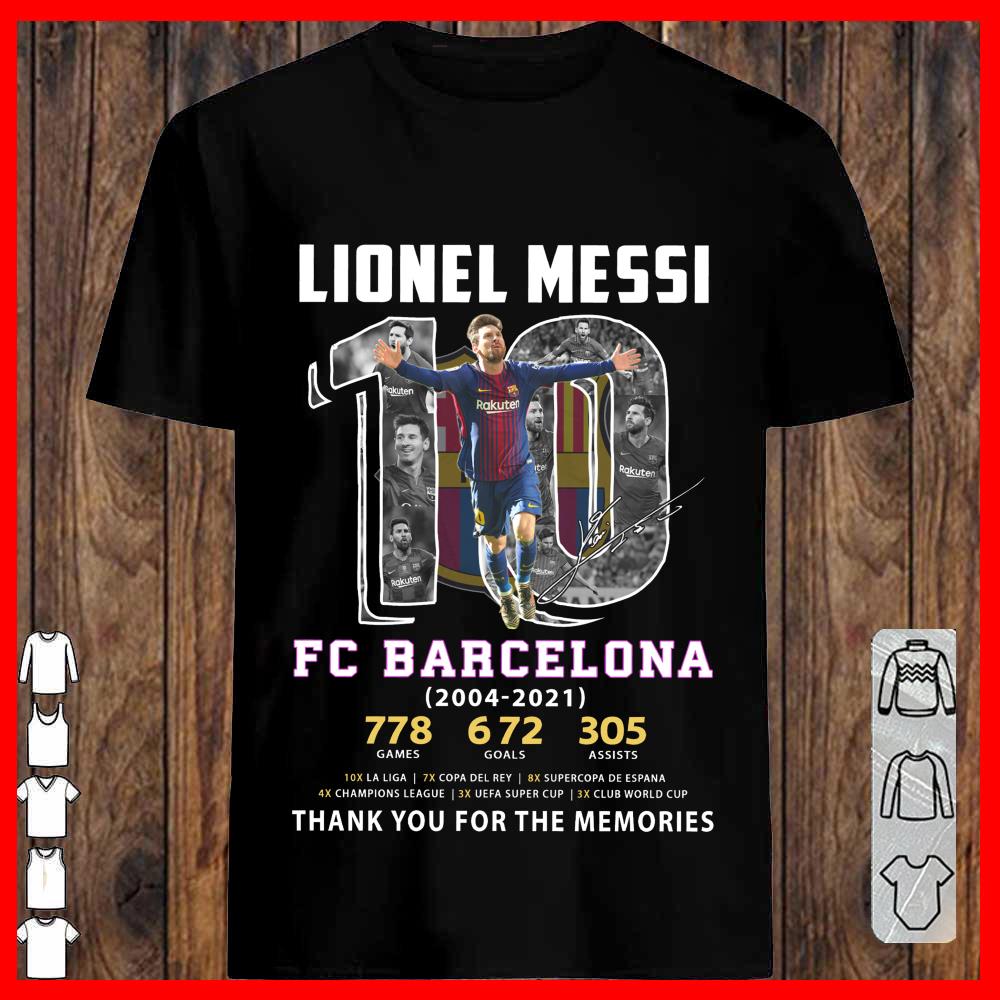 Lionel Messi 10 FC Barcalona 2004 2021 thank you for the memories shirt