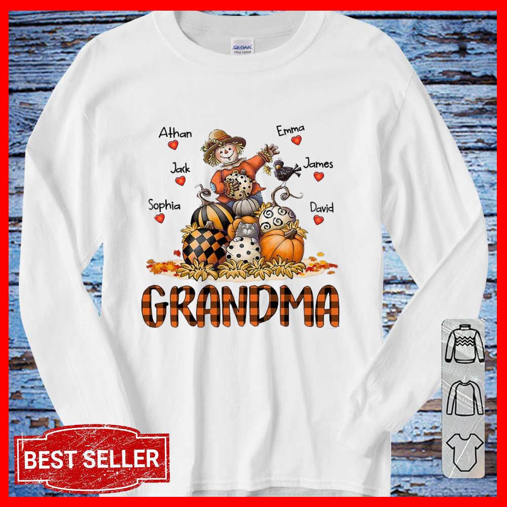 Grandma Pumpkin straw man name custome halloween Long Sleeve shirt