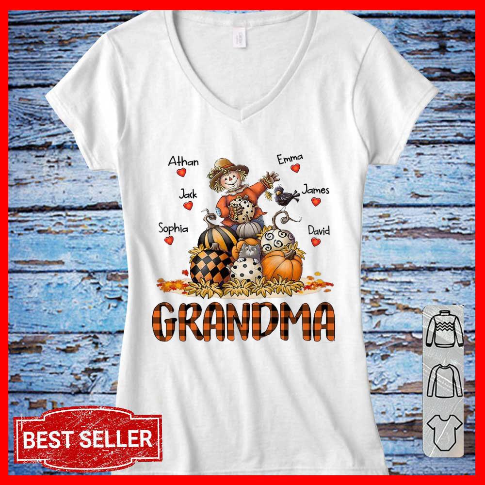Grandma Pumpkin straw man name custome halloween Women Tshirt
