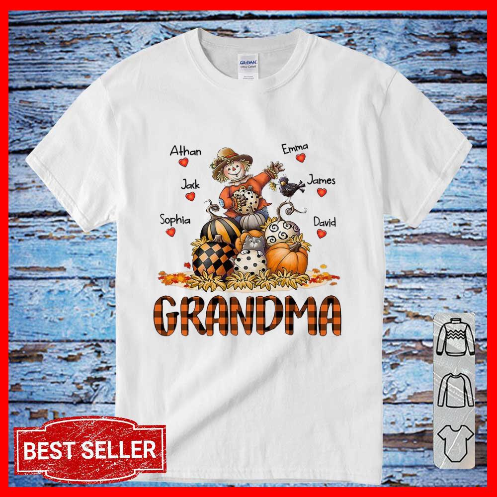 Grandma Pumpkin straw man name custome halloween shirt