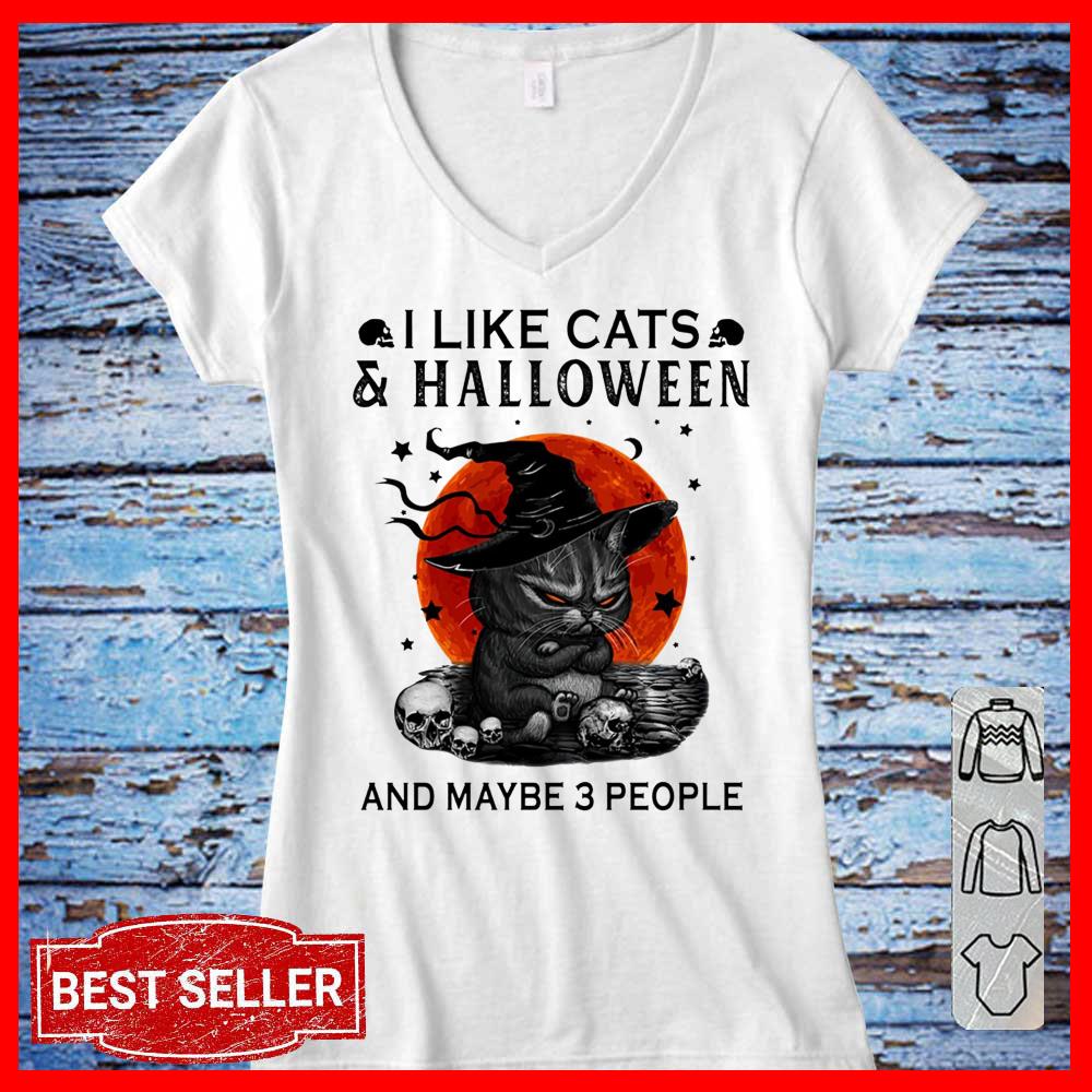 I like Cats and Halloween and maybe 3 people shirt, Black Cat Halloween Women Tshirt