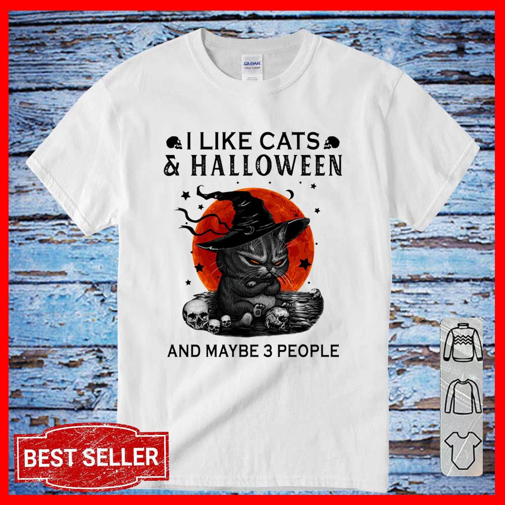 I like Cats and Halloween and maybe 3 people shirt, Black Cat Halloween shirt