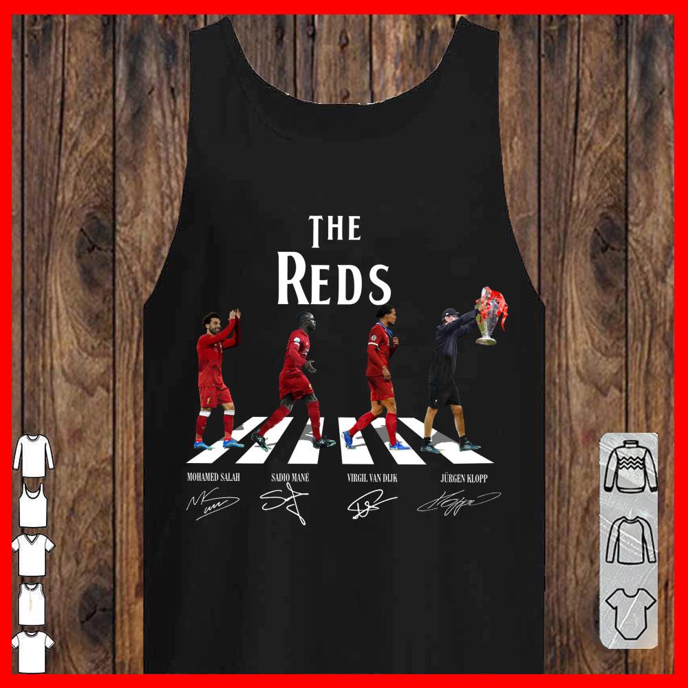 The Liverpool Reds Walking Abbey Road shirt, Salah Mane Van Dijk Jurgen Klopp Champions Cup Shirt