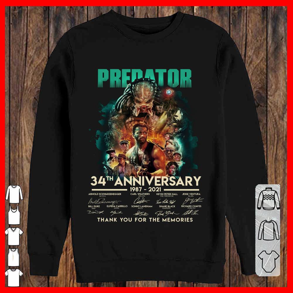 Predator 34th Anniversary 1987 2021 Signature Thank You for the Memories Shirt