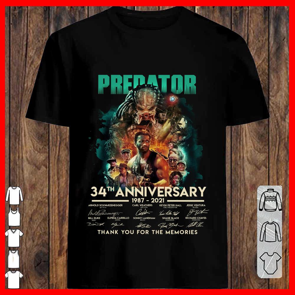 Predator 34th Anniversary 1987 2021 Signature Thank You for the Memories Shirt