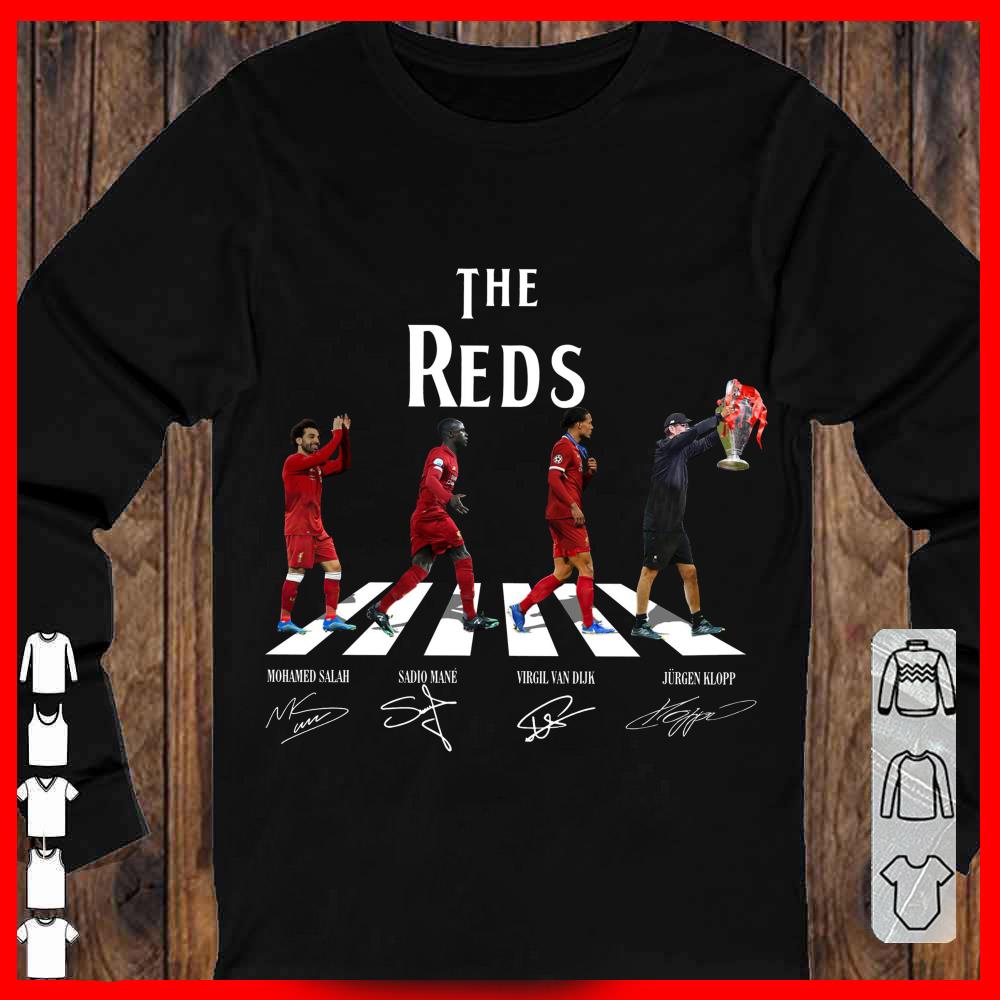 The Liverpool Reds Walking Abbey Road shirt, Salah Mane Van Dijk Jurgen Klopp Champions Cup Shirt