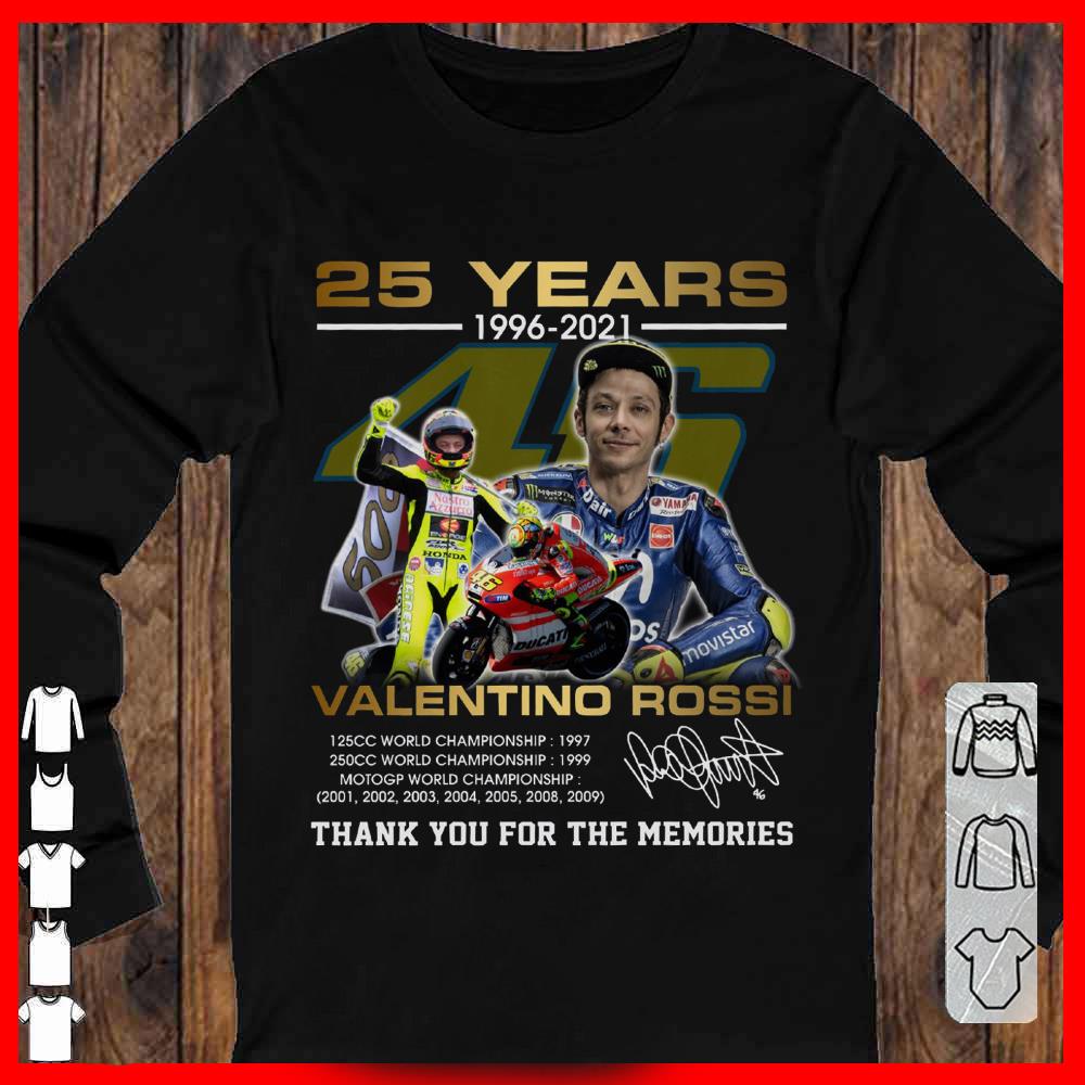 VR46 Valentino Rossi 25 years 1996 2021 Signature Thank You For The memories Longsleeve