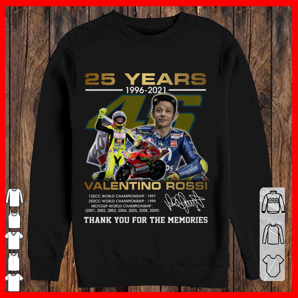 VR46 Valentino Rossi 25 years 1996 2021 Signature Thank You For The memories Longsleeve