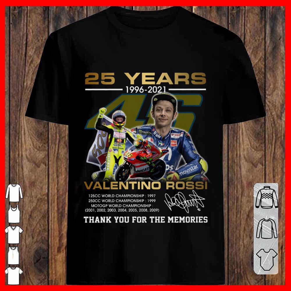 VR46 Valentino Rossi 25 years 1996 2021 Signature Thank You For The memories Longsleeve