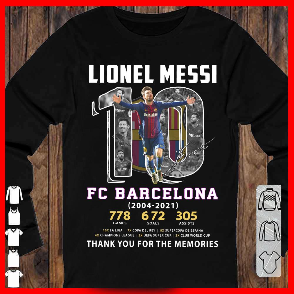 Lionel Messi 10 FC Barcalona 2004 2021 thank you for the memories shirt