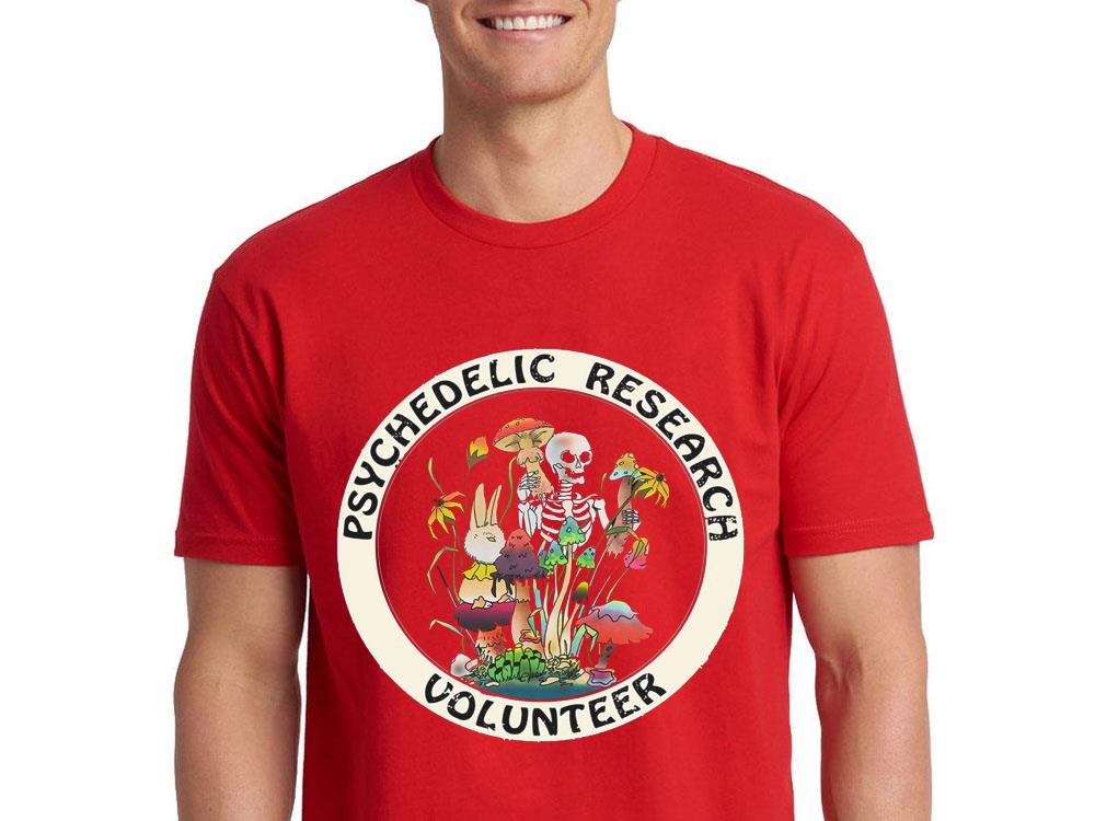 Psychedelic Research Volunteer shirt, skeletal mushroom Psychedelic Research Volunteer shirt