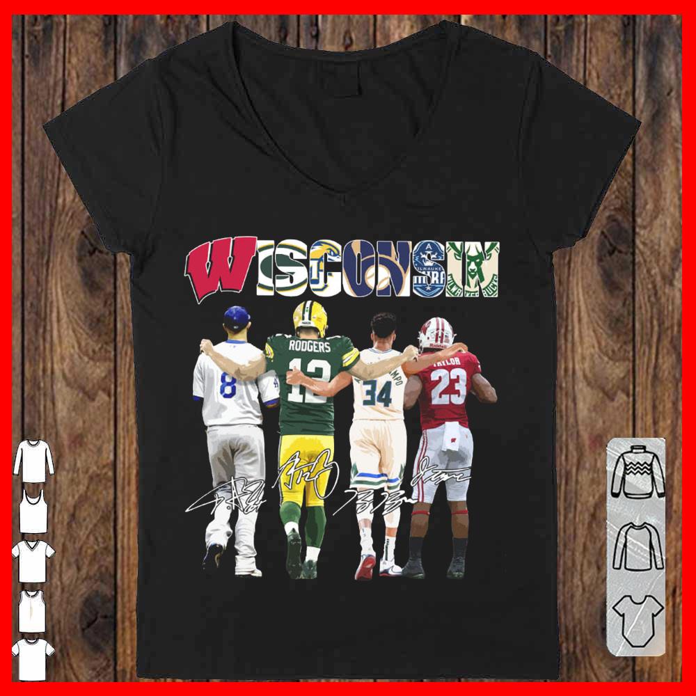 Wisconsin Sport team city Green Bay Packers Milwaukee Bucks shirt
