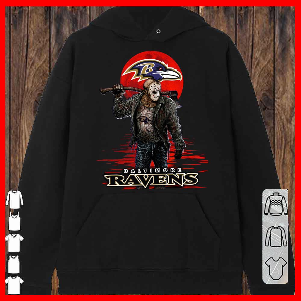 Baltimore Ravens Mashup Jason Voorhees Horror Movies Shirt, Jason Voorhees Baltimore Ravens Sweatshirt