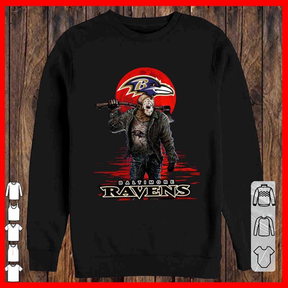 Baltimore Ravens Mashup Jason Voorhees Horror Movies Shirt, Jason Voorhees Baltimore Ravens Sweatshirt
