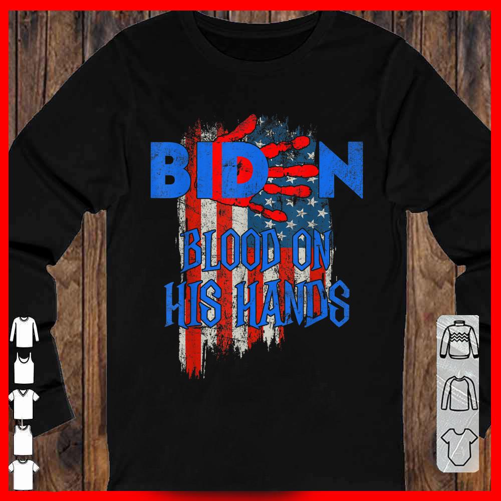 Biden Blood On His Hands USA Flag Vintage Biden Shirt