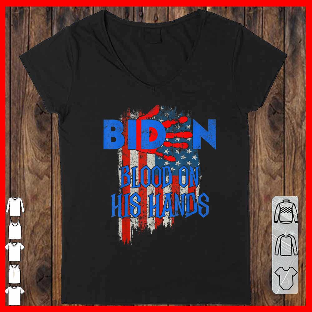 Biden Blood On His Hands USA Flag Vintage Biden Shirt