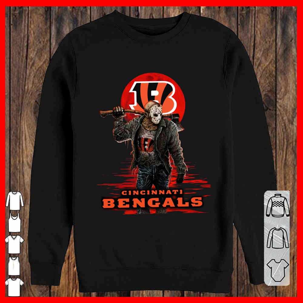 Cincinnati Bengals Mashup Jason Voorhees Horror Movies Shirt, Jason Voorhees Cincinnati Bengals Shirt