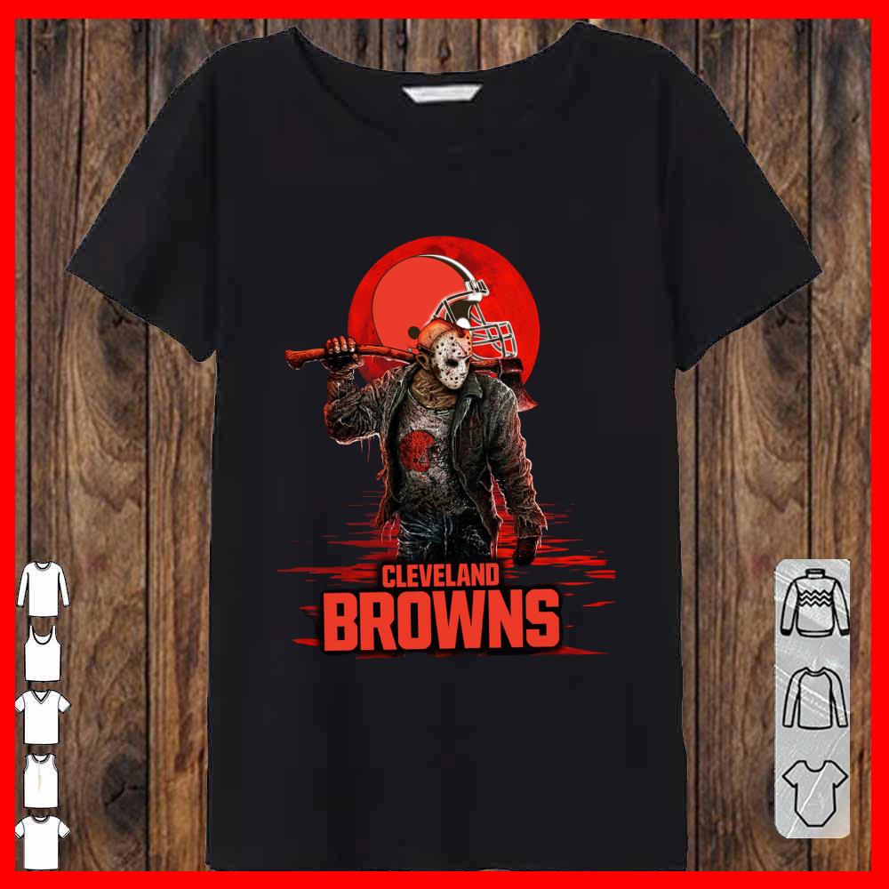 Cleveland Browns Mashup Jason Voorhees Horror Movies Shirt, Jason Voorhees Cleveland Browns Shirt