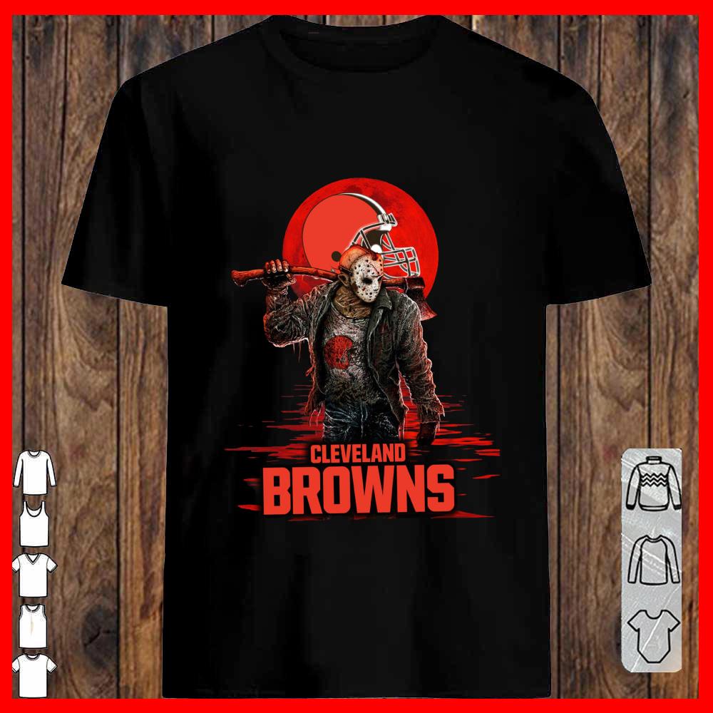 Cleveland Browns Mashup Jason Voorhees Horror Movies Shirt, Jason Voorhees Cleveland Browns Shirt