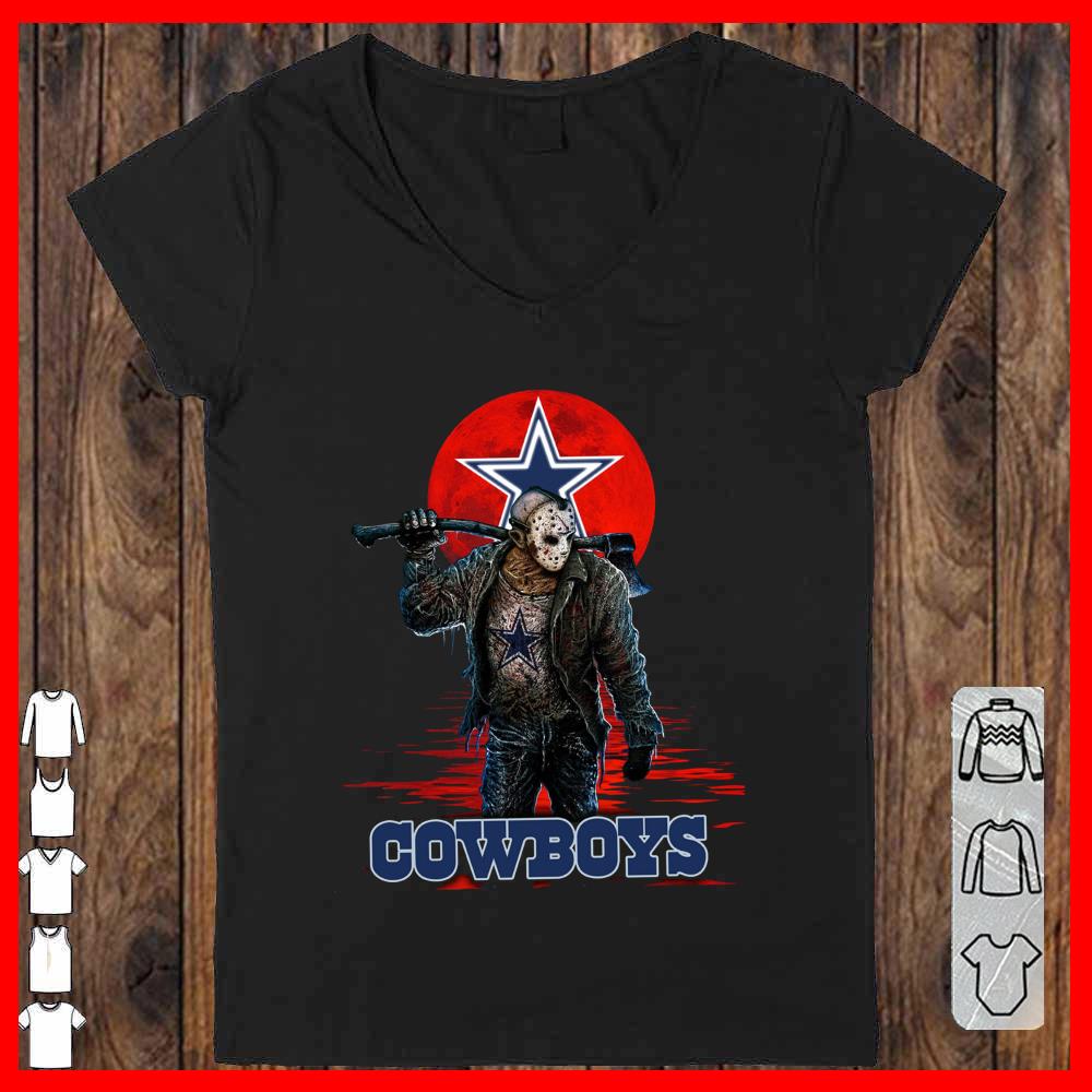 Dallas Cowboys Mashup Jason Voorhees Horror Movies Shirt, Jason Voorhees Dallas Cowboys Vneck-woman