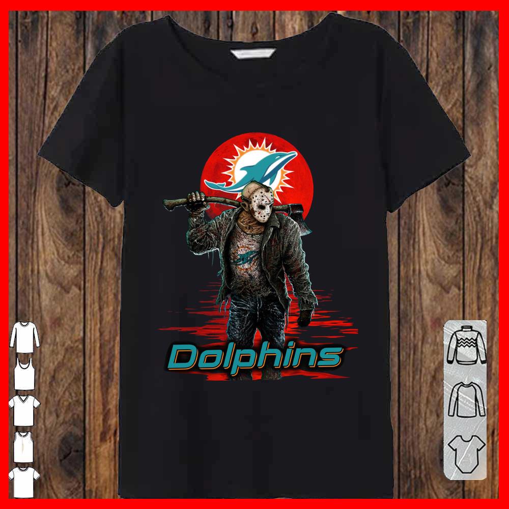 Dolphins Mashup Jason Voorhees Horror Movies Shirt, Jason Voorhees Dolphins Women-T-shirt