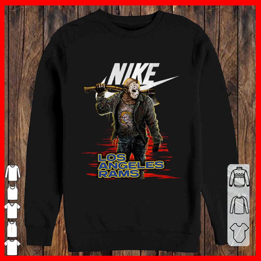 Nike Logo Mashup Los Angeles Rams Jason Voorhees Shirt, Nike Jason Voorhees Los Angeles Rams Shirt