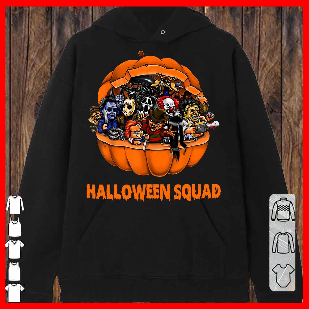 Friend Funny scary Halloween squad characters pumpkin Hoodies