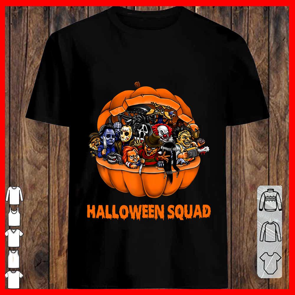 Friend Funny scary Halloween squad characters pumpkin T-shirt