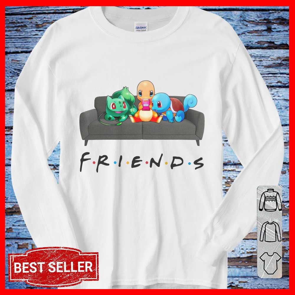 Friends Pokemon Sit on the Chair Shirt, Friends Pokemon Fushigidane Hitokage Zenigame Long Sleeve