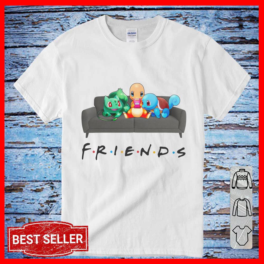 Friends Pokemon Sit on the Chair Shirt, Friends Pokemon Fushigidane Hitokage Zenigame Long Sleeve
