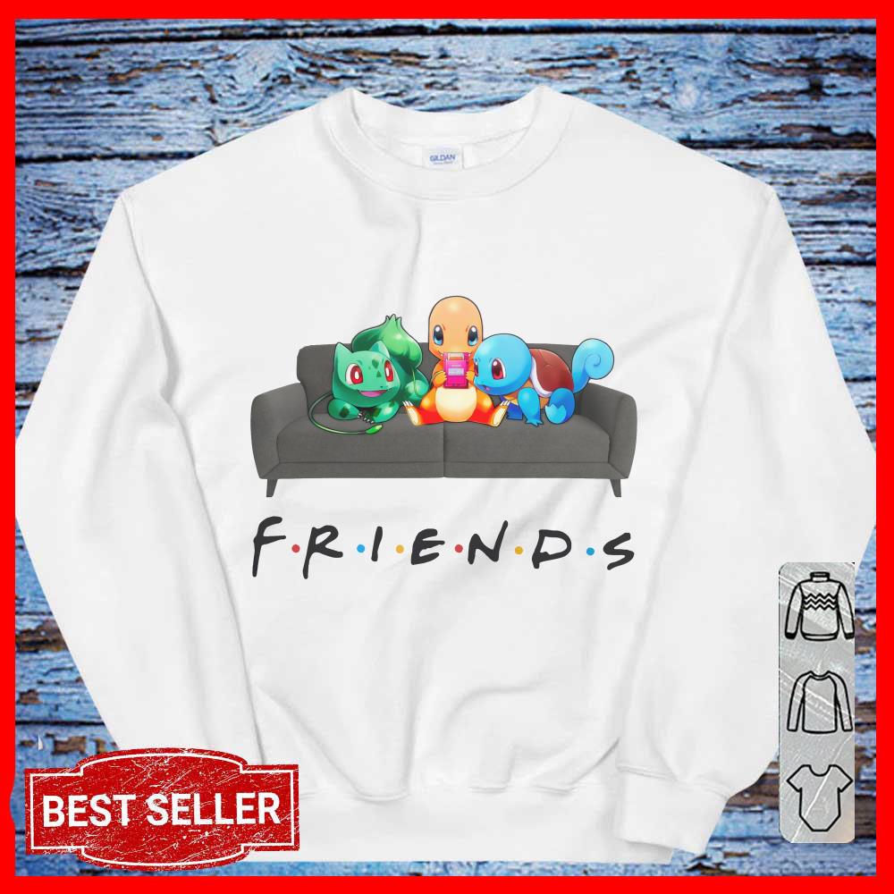 Friends PokFriends Pokemon Sit on the Chair Shirt, Friends Pokemon Fushigidane Hitokage Zenigame SweatShirtemon Sit on the Chair Shirt, Friends Pokemon Fushigidane Hitokage Zenigame Long Sleeve