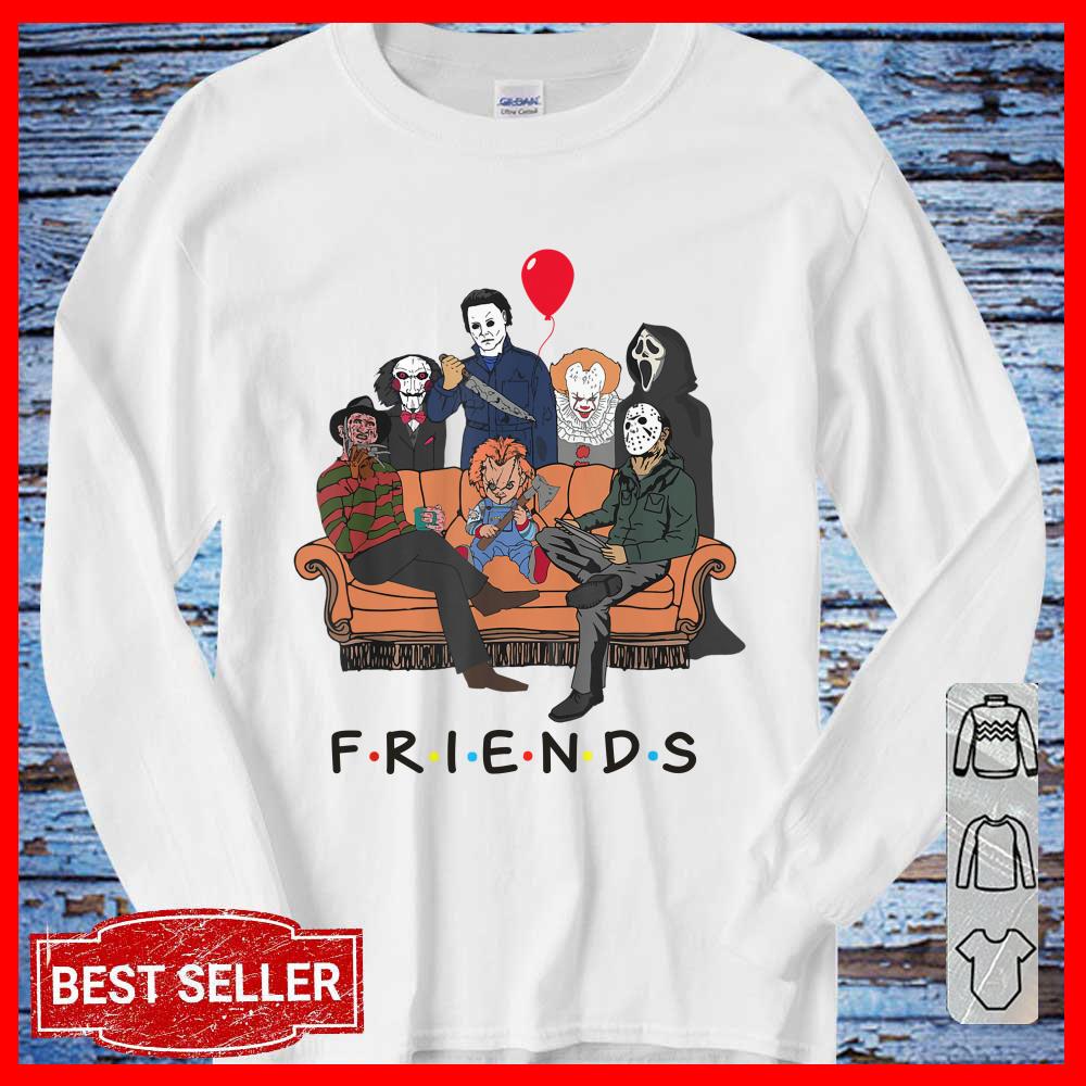 Horror Characters Friends Squad Converging Scary Halloween Long Sleeve