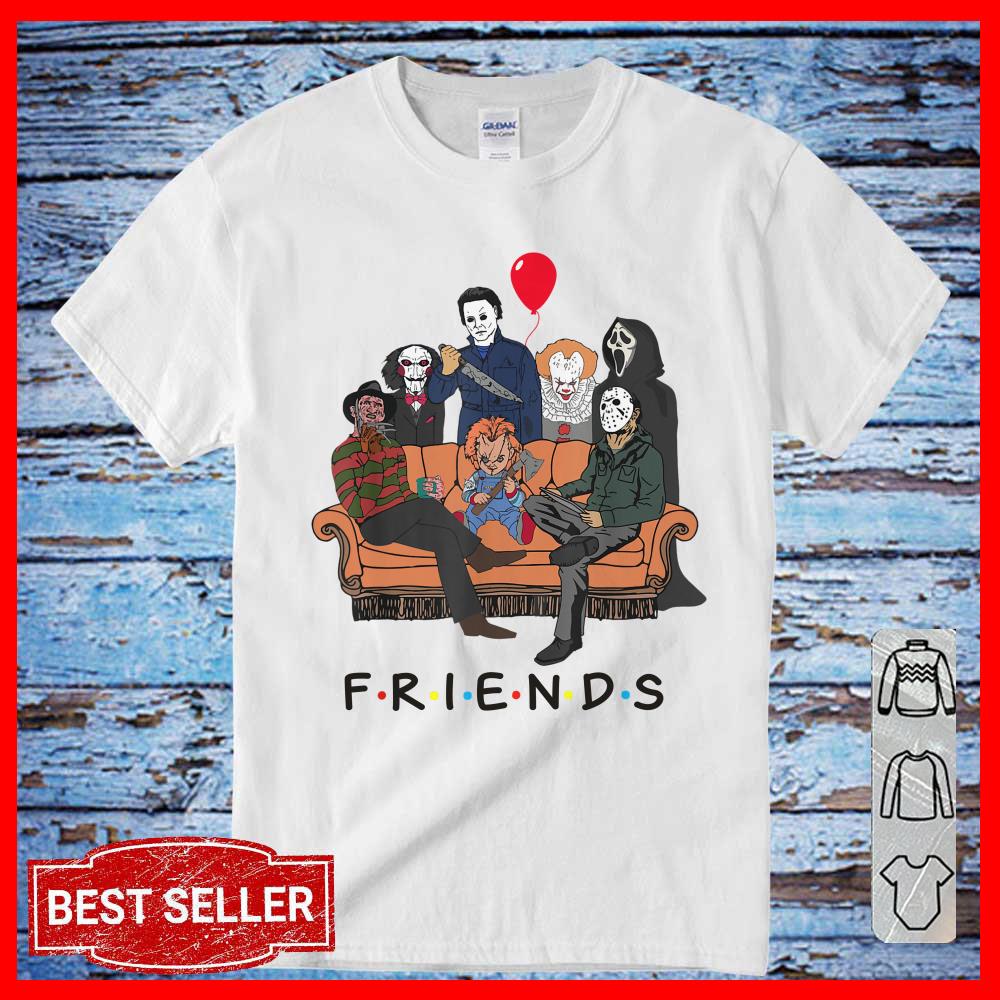 Horror Characters Friends Squad Converging Scary Halloween T-shirt