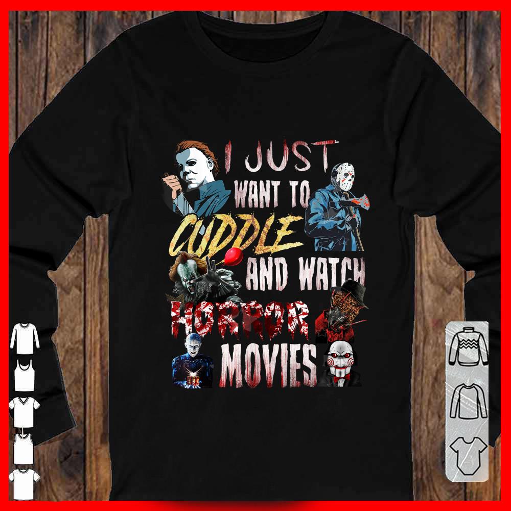 I Just Want To Cuddle And Watch Horror Movies Halloween Hoodies