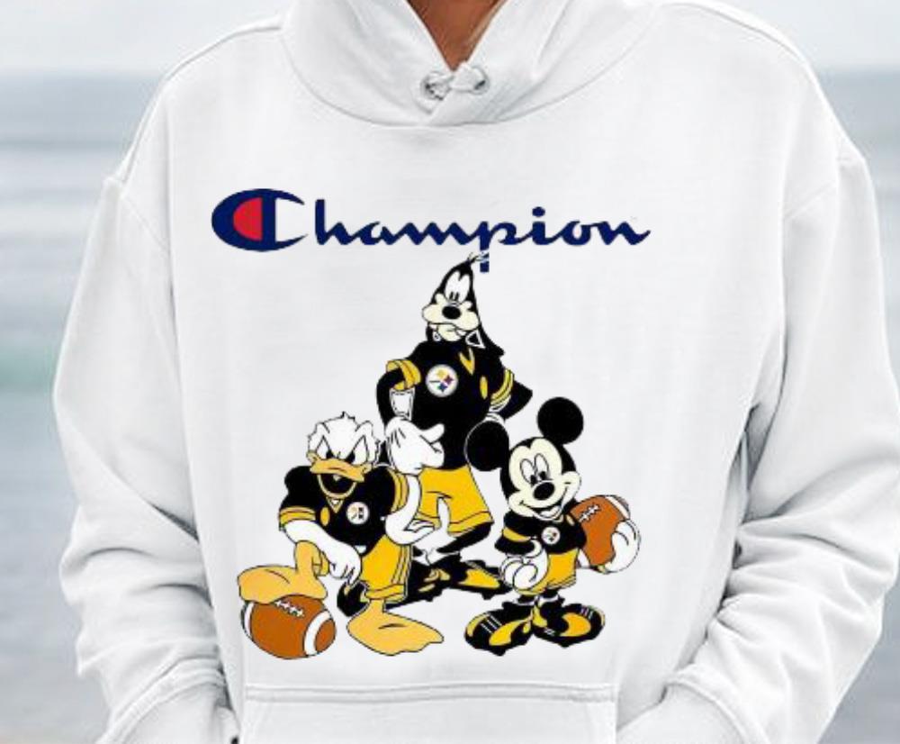Mickey Mouse Donald Duck And Goofy Pittsburgh Steelers Champion Shirt