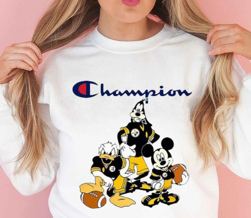 Mickey Mouse Donald Duck And Goofy Pittsburgh Steelers Champion sweatshirt
