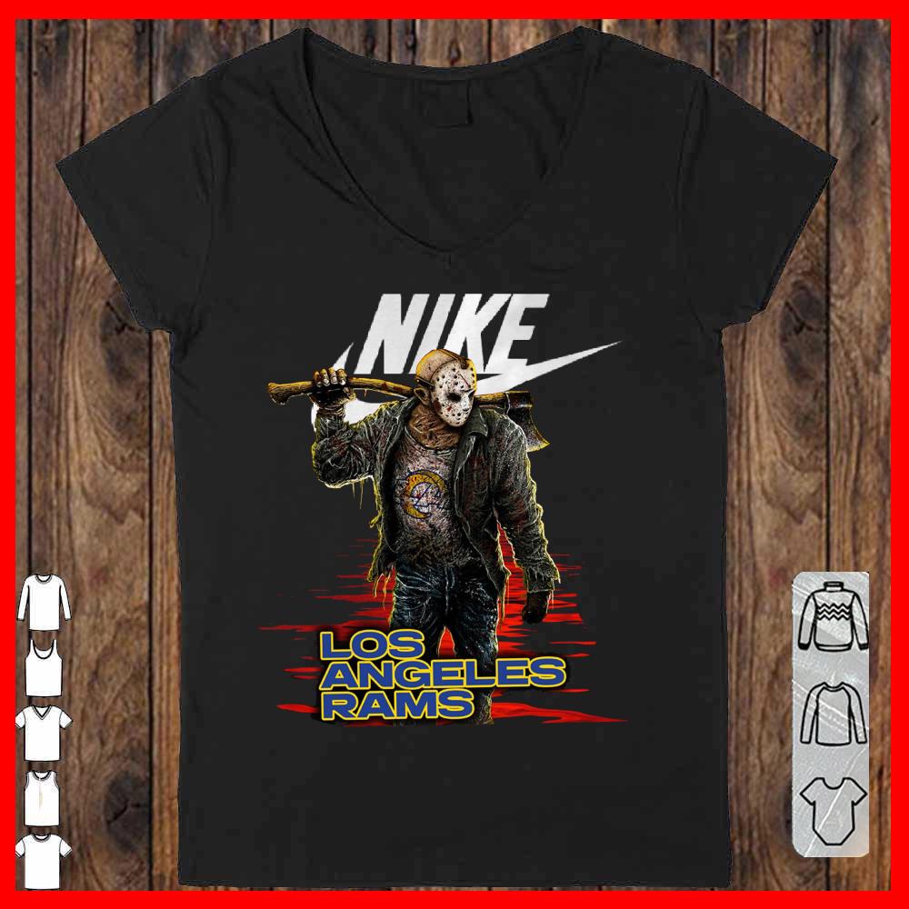 Nike Logo Mashup Los Angeles Rams Jason Voorhees Shirt, Nike Jason Voorhees Los Angeles Rams Shirt