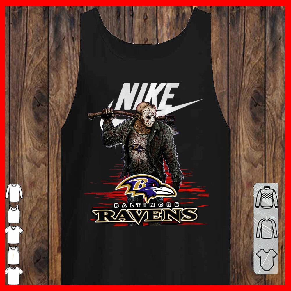 Nike Logo Mashup Baltimore Ravens Jason Voorhees Shirt, Nike Jason Voorhees Baltimore Ravens Shirt
