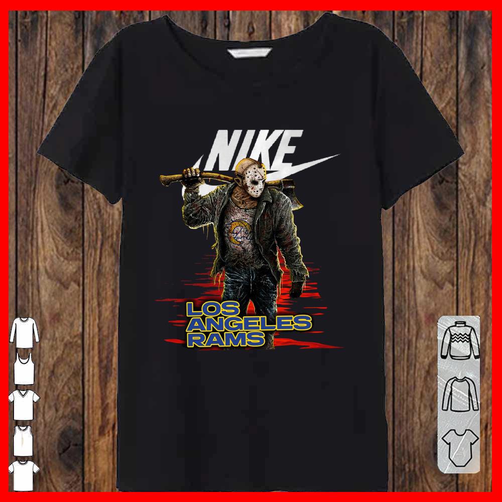 Nike Logo Mashup Los Angeles Rams Jason Voorhees Shirt, Nike Jason Voorhees Los Angeles Rams Shirt