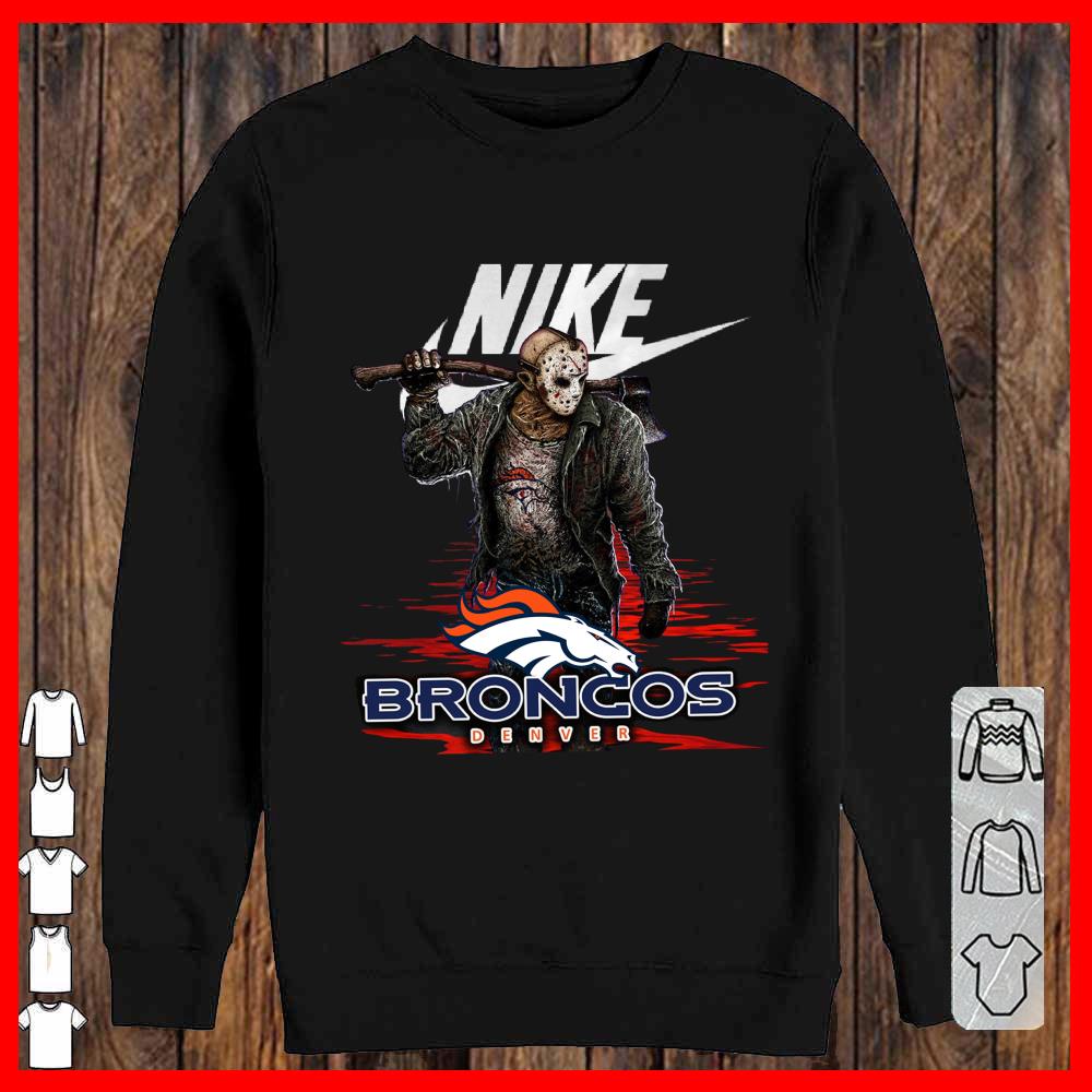 Nike Logo Mashup Broncos Denver Jason Voorhees Shirt, Nike Jason Voorhees Broncos Denver Sweatshirt
