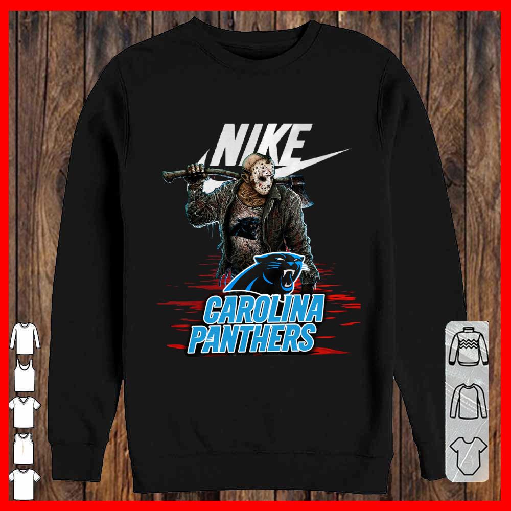 Nike Logo Mashup Carolina Panthers Jason Voorhees Shirt