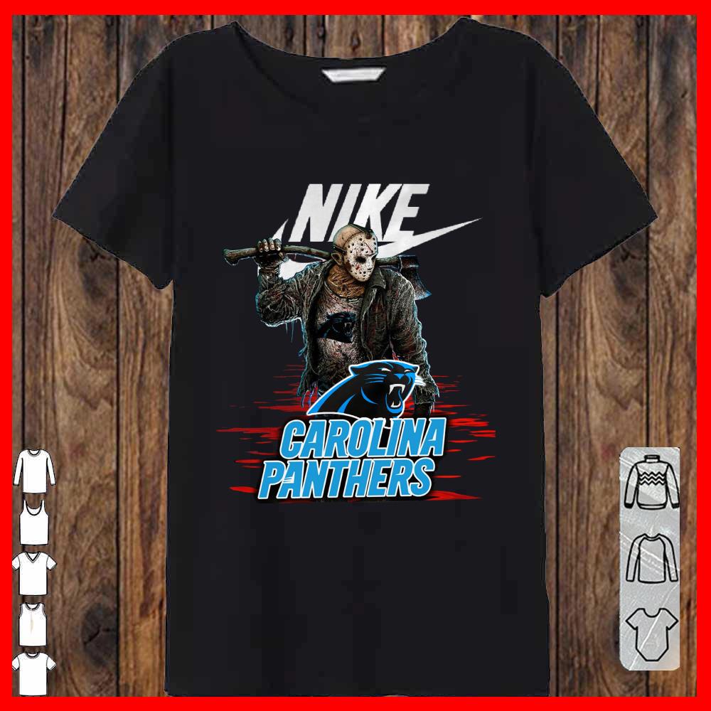 Nike Logo Mashup Carolina Panthers Jason Voorhees Shirt