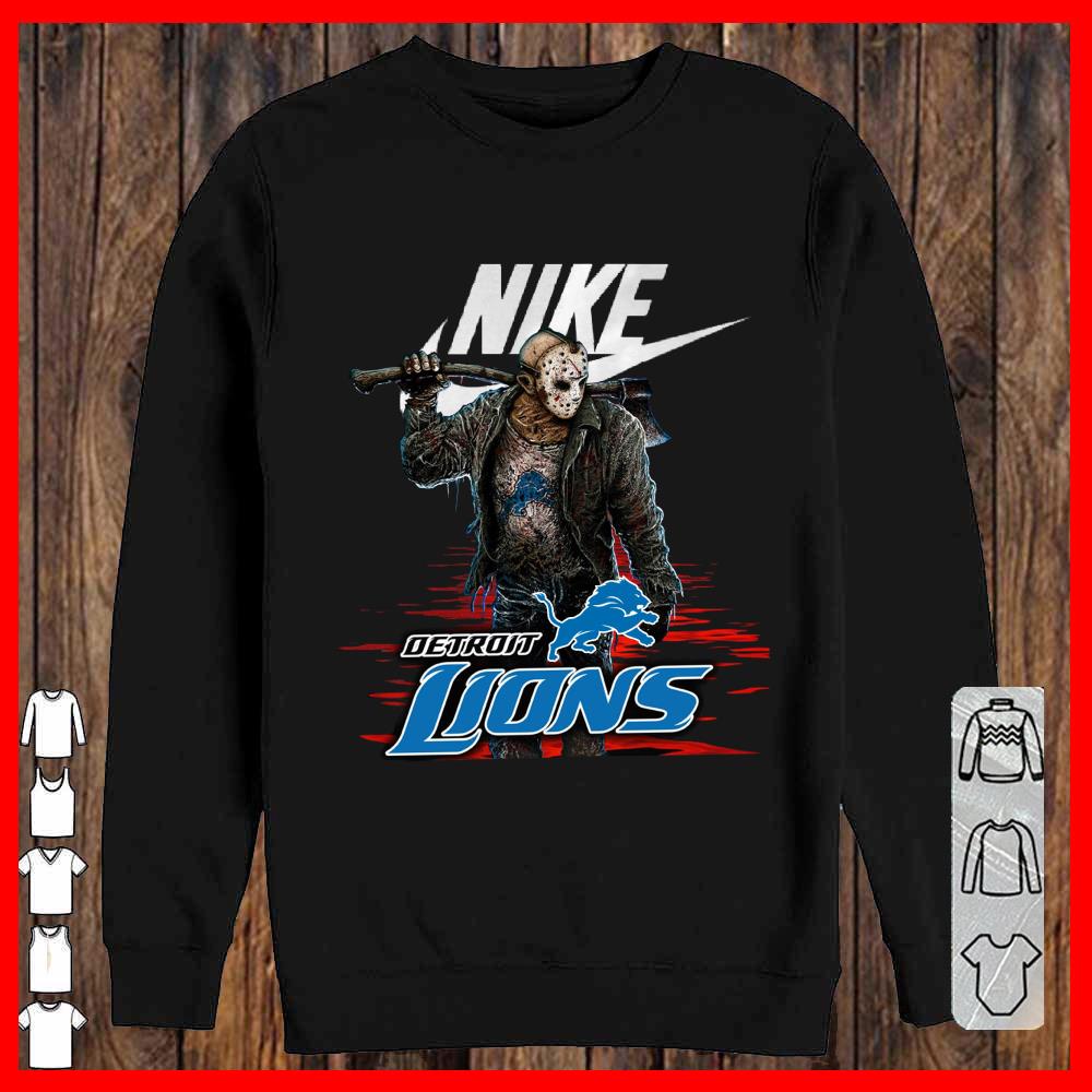 Nike Logo Mashup Detroit Lions Jason Voorhees Shirt, Nike Jason Voorhees Detroit Lions Sweatshirt