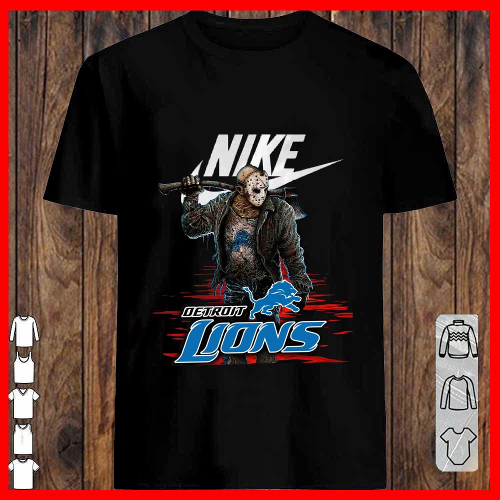 Nike Logo Mashup Detroit Lions Jason Voorhees Shirt, Nike Jason Voorhees Detroit Lions T-shirt