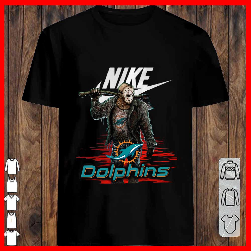 Nike Logo Mashup Dolphins Jason Voorhees Shirt, Nike Jason Voorhees Dolphins T-shirt