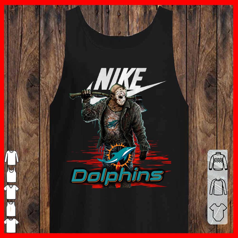 Nike Logo Mashup Dolphins Jason Voorhees Shirt, Nike Jason Voorhees Dolphins tank-top