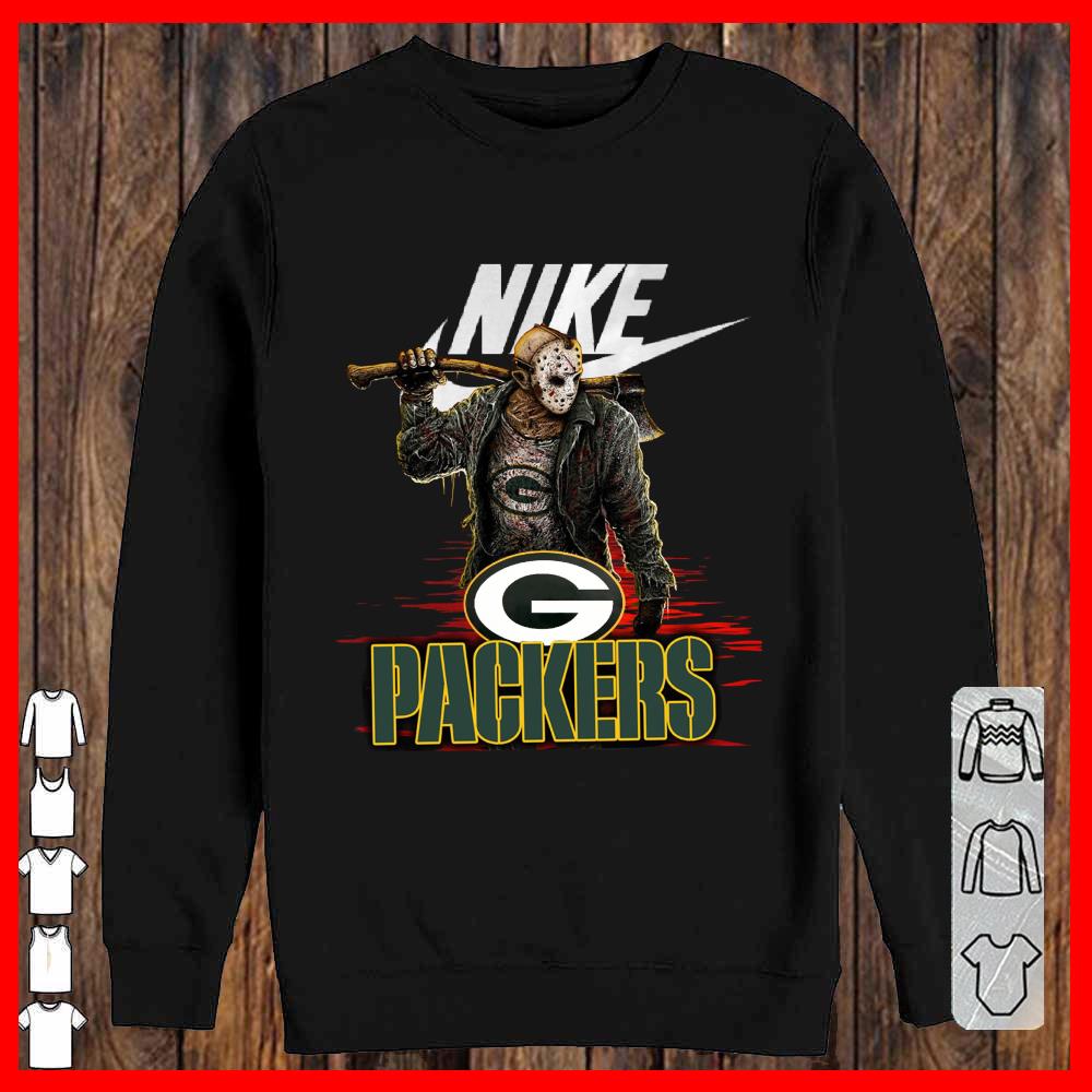 Nike Logo Mashup Packers Jason Voorhees Shirt, Nike Jason Voorhees Packers Sweatshirt