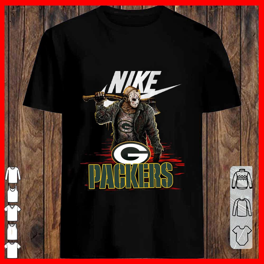 Nike Logo Mashup Packers Jason Voorhees Shirt, Nike Jason Voorhees Packers T-shirt