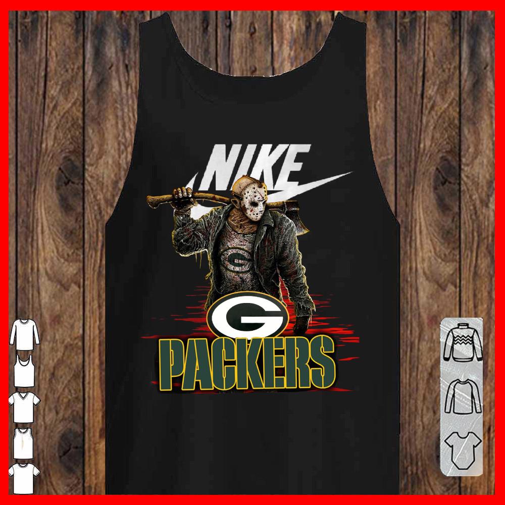 Nike Logo Mashup Packers Jason Voorhees Shirt, Nike Jason Voorhees Packers tank-top